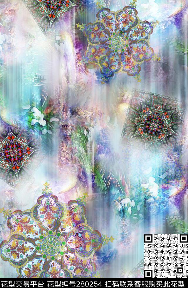 抽象数码印花华亿平台下载（图片编号: 280254） - 瓦栏（Walan）