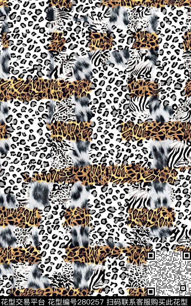 豹纹双色狂野数码印花华亿平台下载（图片编号: 280257） - 瓦栏（Walan）