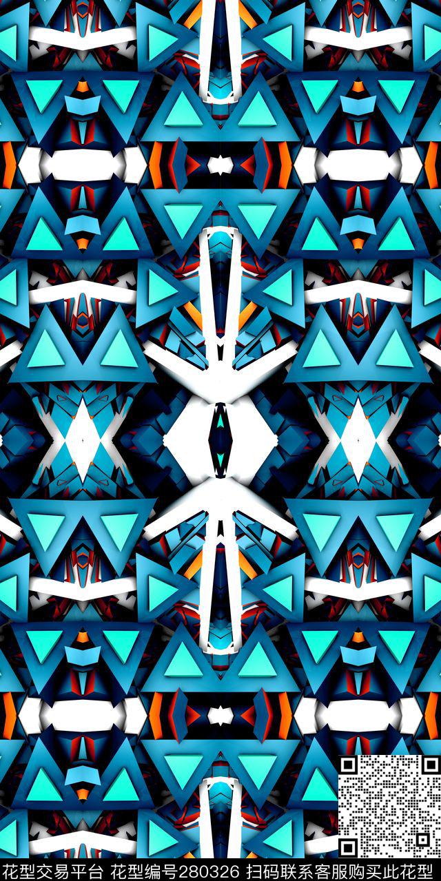 大牌几何三维数码印花华亿平台下载（图片编号: 280326） - 瓦栏（Walan）