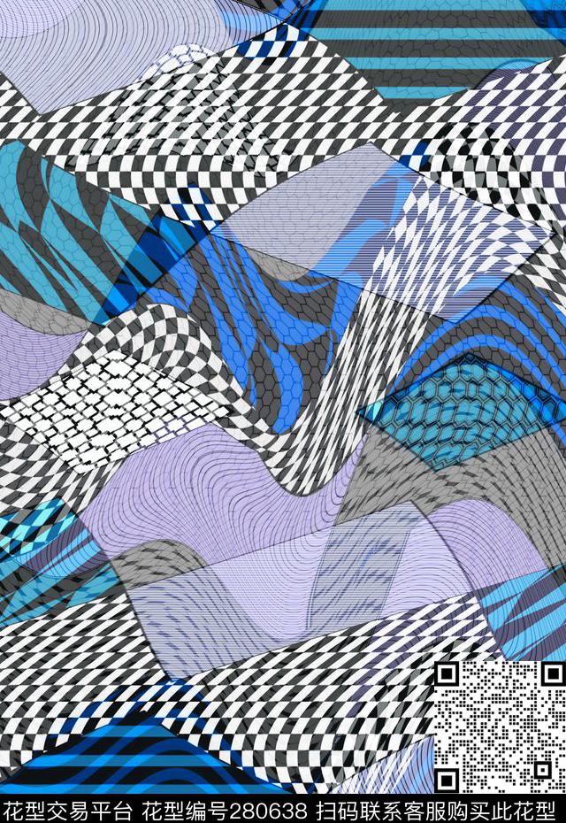 几何线条抽象数码印花华亿平台下载（图片编号: 280638） - 瓦栏（Walan）