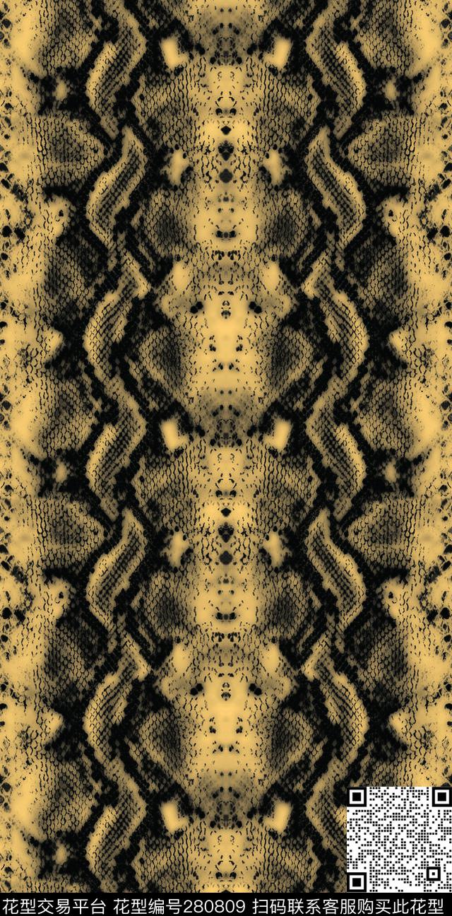 复古蛇纹抽象数码印花华亿平台下载（图片编号: 280809） - 瓦栏（Walan）