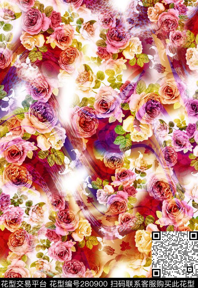 花卉玫瑰温馨数码印花华亿平台下载（图片编号: 280900） - 瓦栏（Walan）