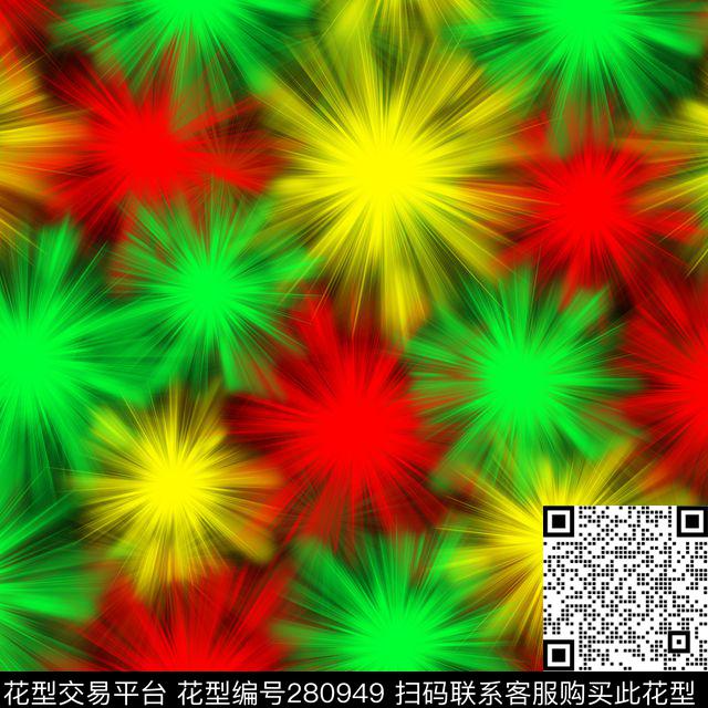 撞色炫彩花卉数码印花华亿平台下载（图片编号: 280949） - 瓦栏（Walan）
