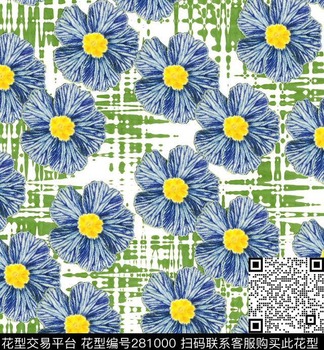 花卉线条田园传统印花华亿平台下载（图片编号: 281000） - 瓦栏（Walan）