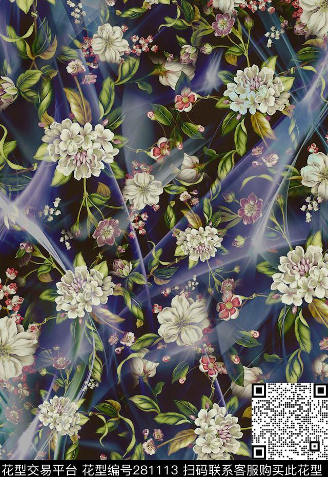 深底花卉光感数码印花华亿平台下载（图片编号: 281113） - 瓦栏（Walan）