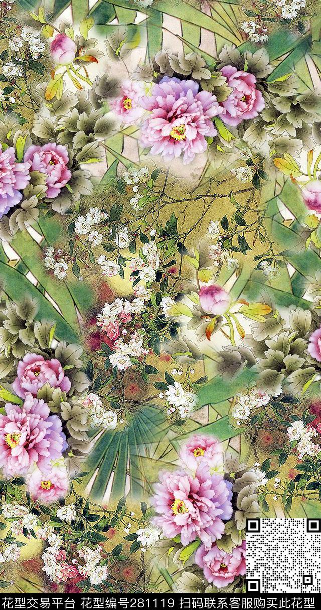 花卉传统印花华亿平台下载（图片编号: 281119） - 瓦栏（Walan）