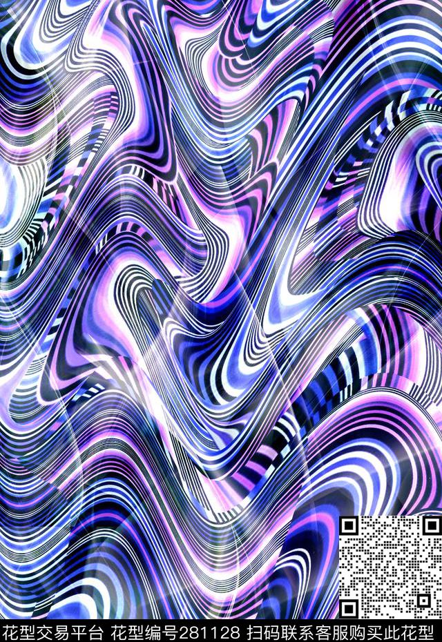 抽象线条光感数码印花华亿平台下载（图片编号: 281128） - 瓦栏（Walan）