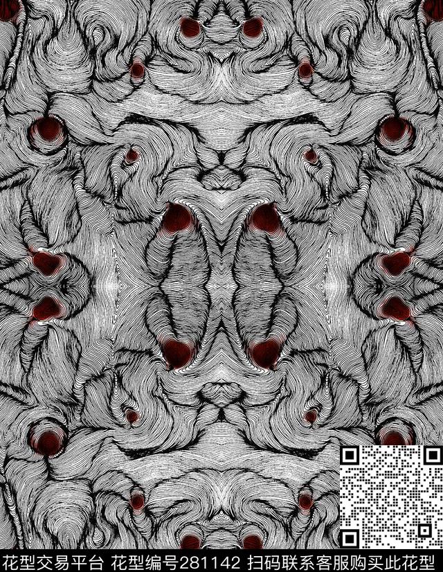 ♥红桃A〖线条奥秘〗数码印花华亿平台下载（图片编号: 281142） - 瓦栏（Walan）