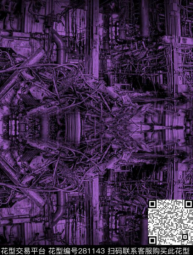 黑底复古素描数码印花华亿平台下载（图片编号: 281143） - 瓦栏（Walan）