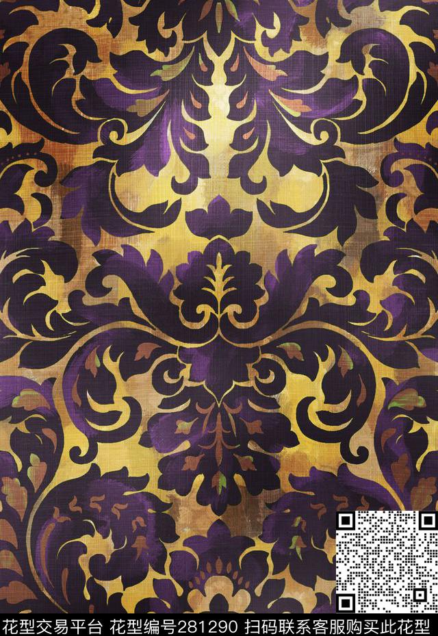 复古大马士革庄重数码印花华亿平台下载（图片编号: 281290） - 瓦栏（Walan）