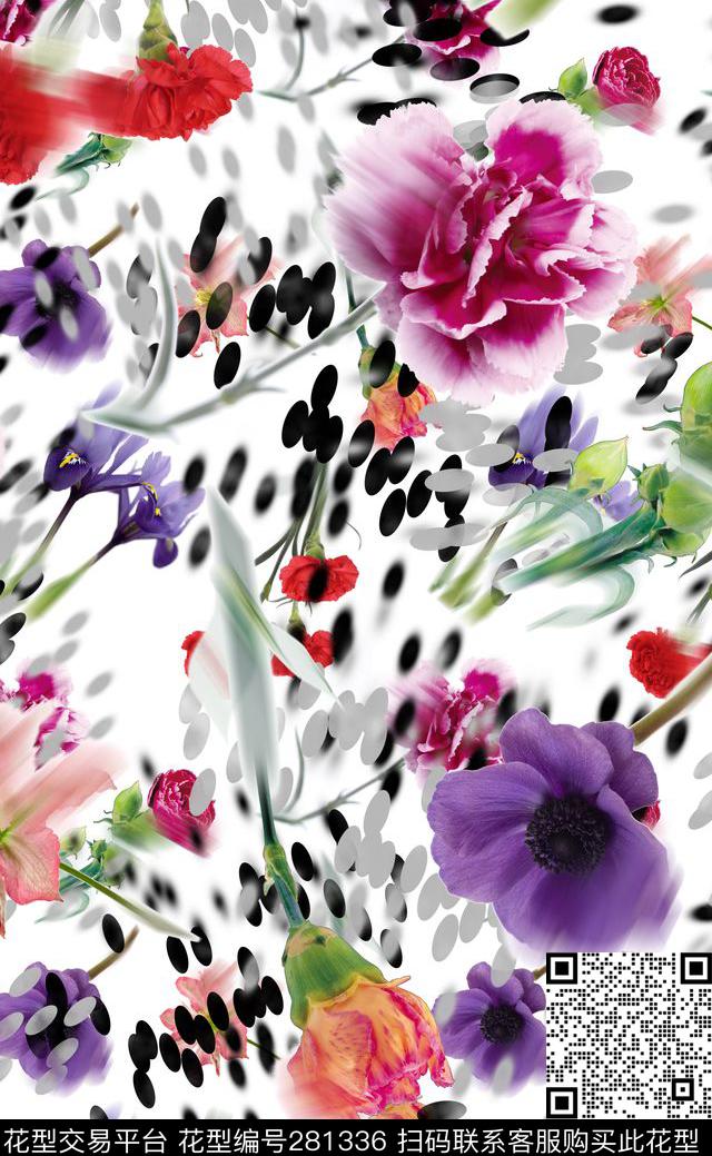 花卉写实水彩数码印花华亿平台下载（图片编号: 281336） - 瓦栏（Walan）