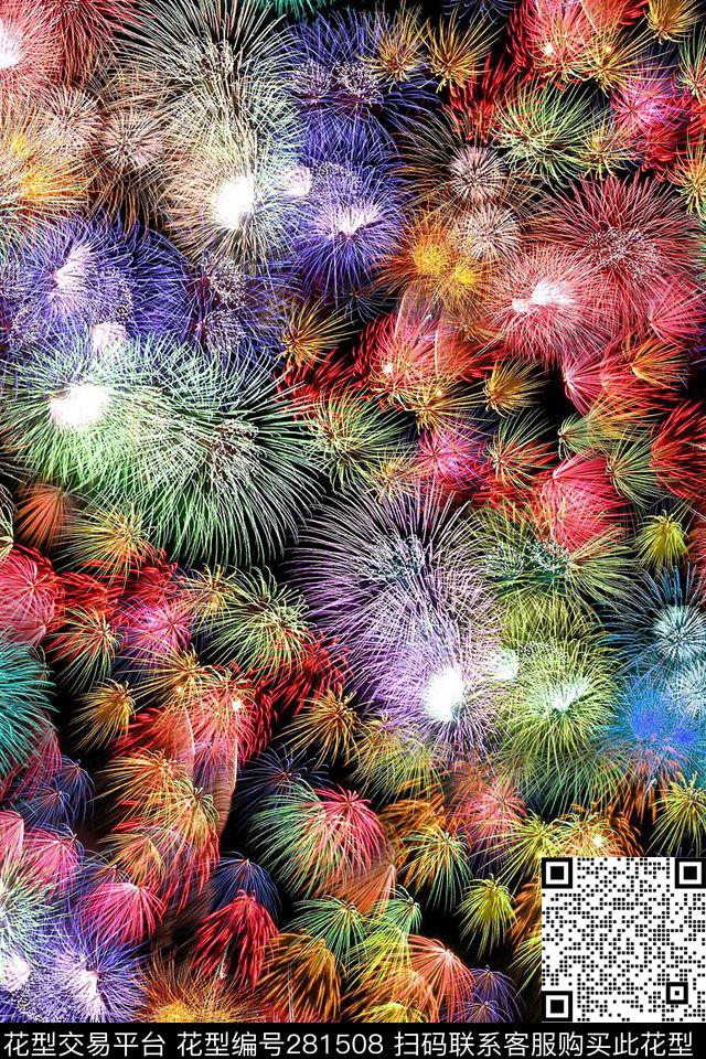 烟火炫彩光感数码印花华亿平台下载（图片编号: 281508） - 瓦栏（Walan）