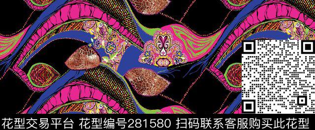 古典抽象线条弯曲错觉数码印花华亿平台下载（图片编号: 281580） - 瓦栏（Walan）