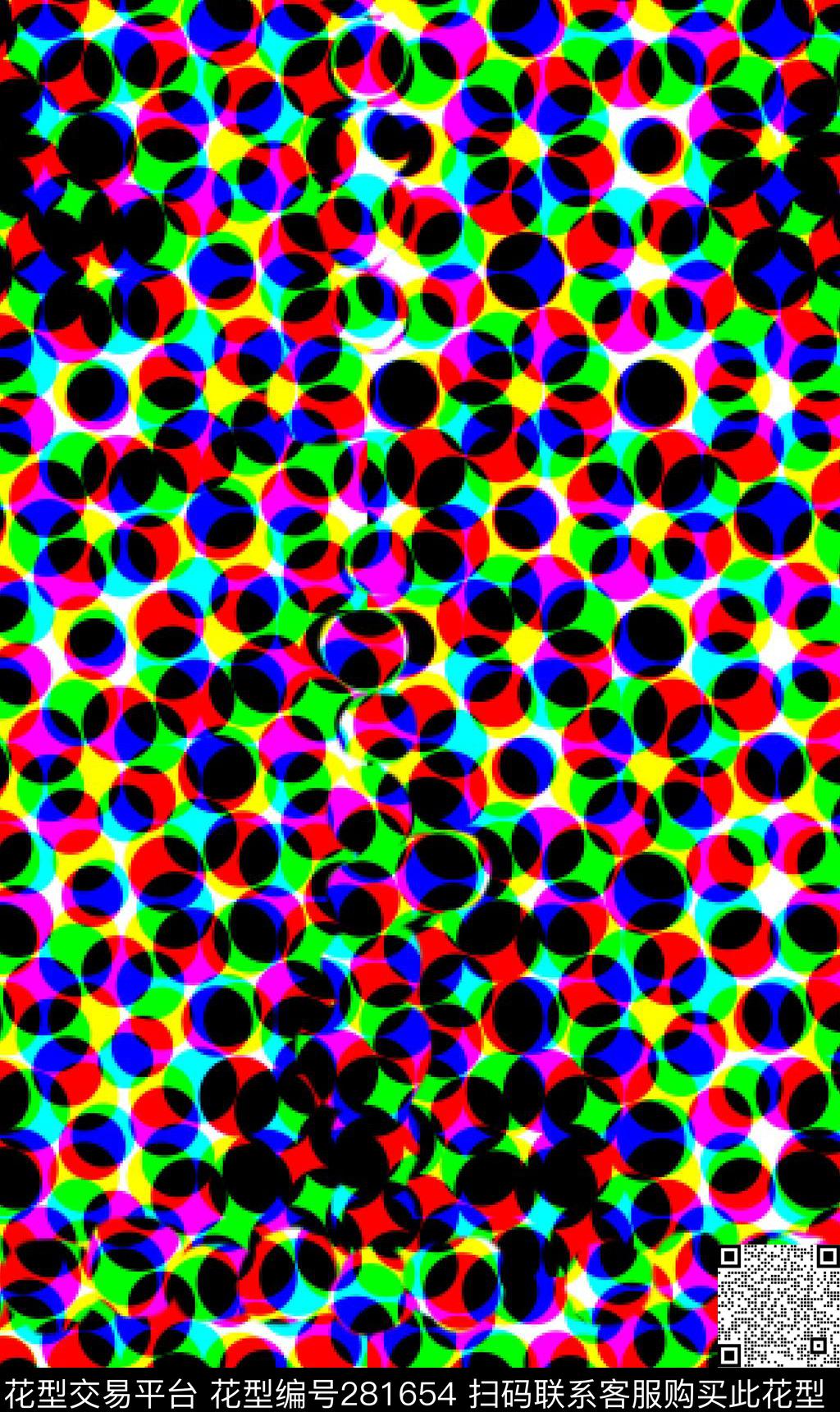 几何圆形撞色数码印花华亿平台下载（图片编号: 281654） - 瓦栏（Walan）