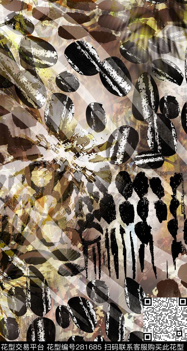 复古抽象光影传统印花华亿平台下载（图片编号: 281685） - 瓦栏（Walan）