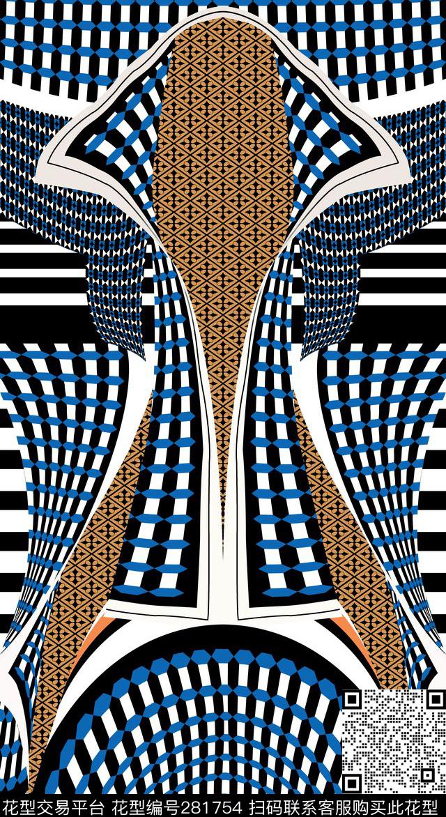 抽象条纹格子数码印花华亿平台下载（图片编号: 281754） - 瓦栏（Walan）