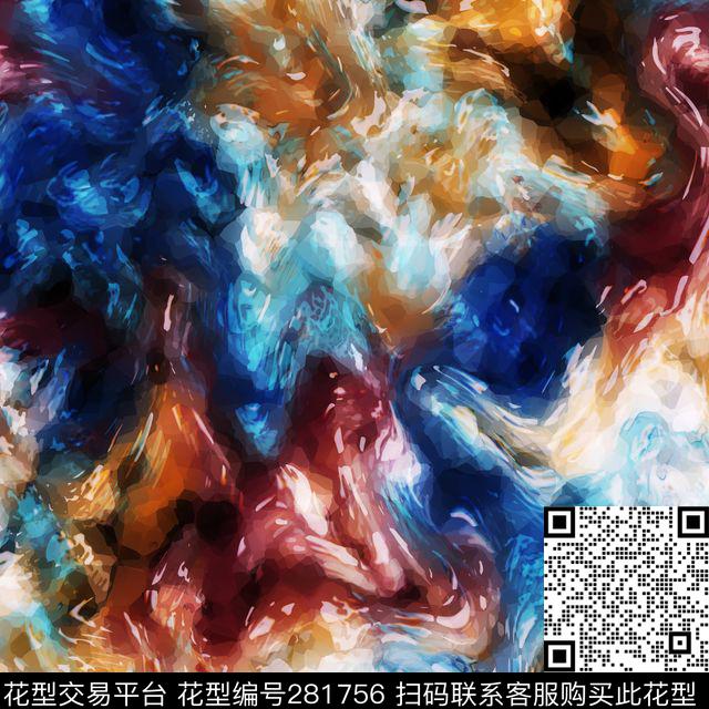 水彩抽象多彩数码印花华亿平台下载（图片编号: 281756） - 瓦栏（Walan）