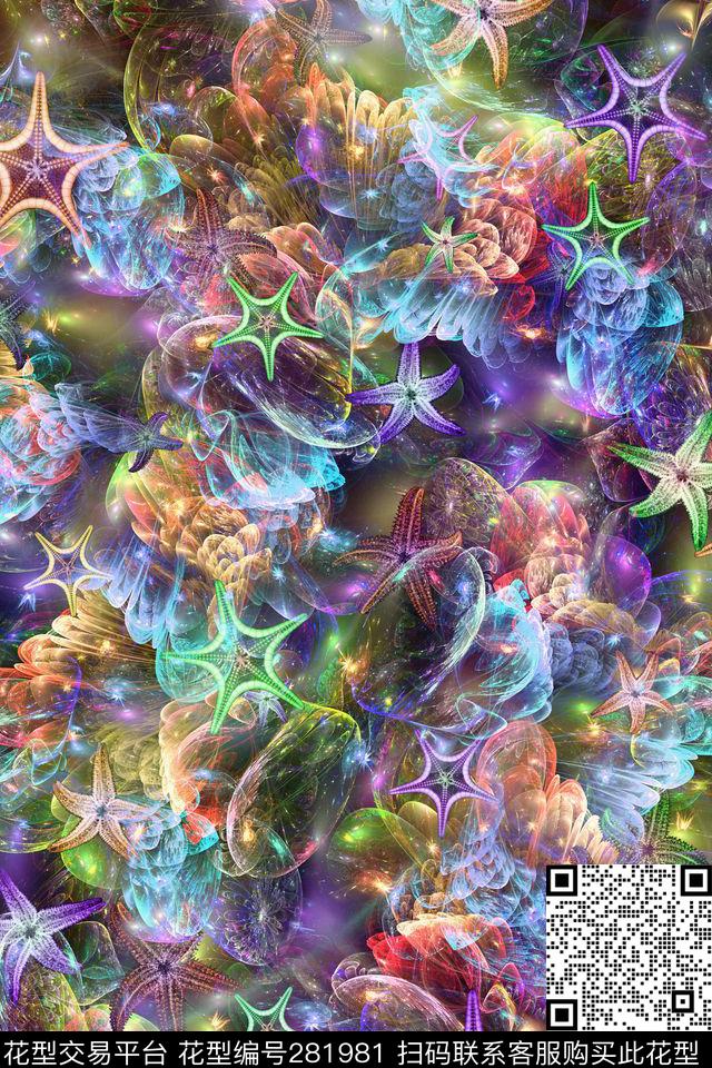 梦幻光感海星数码印花华亿平台下载（图片编号: 281981） - 瓦栏（Walan）