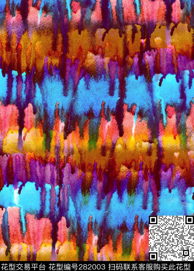 抽象水彩色带数码印花华亿平台下载（图片编号: 282003） - 瓦栏（Walan）