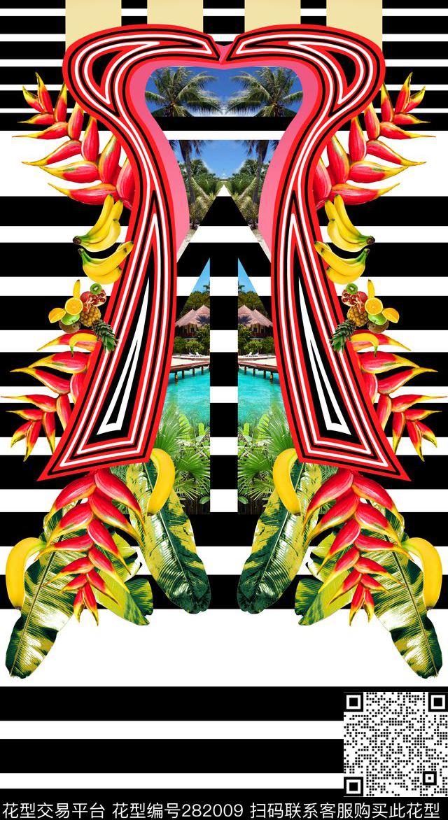 条纹复古宫廷数码印花华亿平台下载（图片编号: 282009） - 瓦栏（Walan）