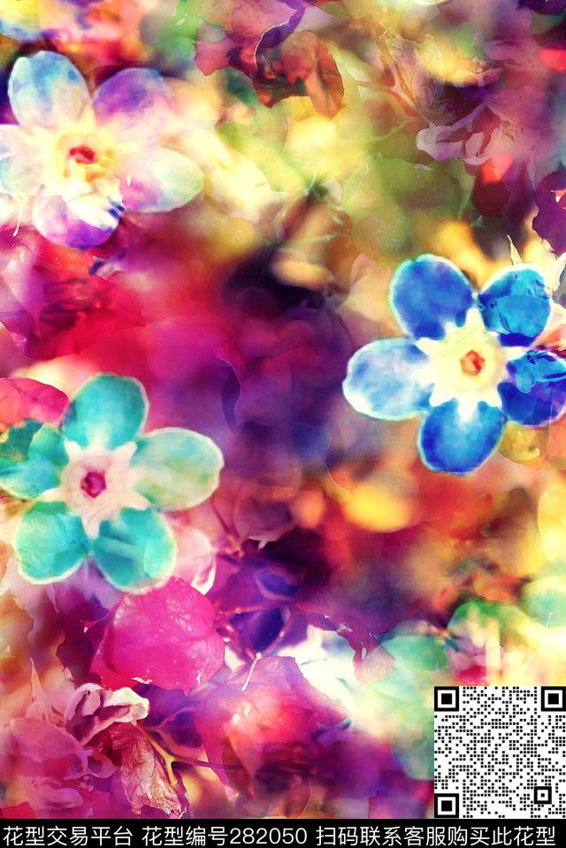 多彩花卉光感数码印花华亿平台下载（图片编号: 282050） - 瓦栏（Walan）