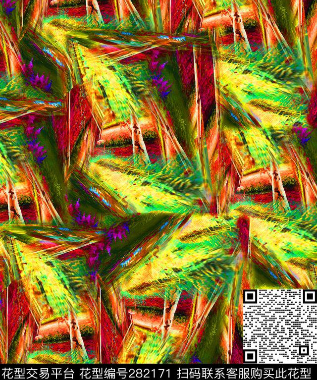 炫彩撞色红绿数码印花华亿平台下载（图片编号: 282171） - 瓦栏（Walan）