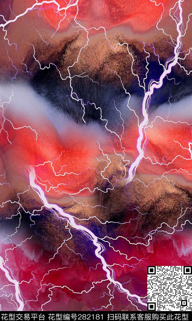 闪电抽象景色数码印花华亿平台下载（图片编号: 282181） - 瓦栏（Walan）