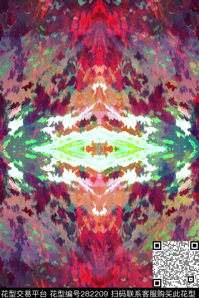 抽象风景晚霞数码印花华亿平台下载（图片编号: 282209） - 瓦栏（Walan）