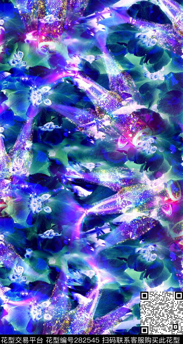 炫彩花卉水彩数码印花华亿平台下载（图片编号: 282545） - 瓦栏（Walan）