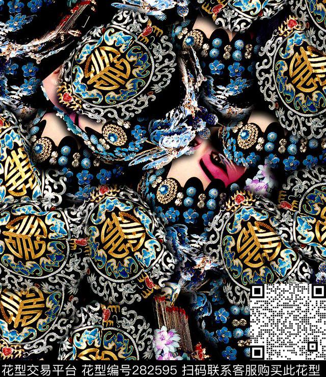 中国风京剧文化数码印花华亿平台下载（图片编号: 282595） - 瓦栏（Walan）