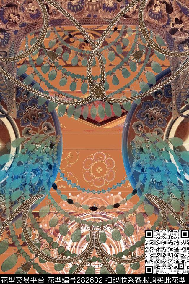 古典链条复古数码印花华亿平台下载（图片编号: 282632） - 瓦栏（Walan）