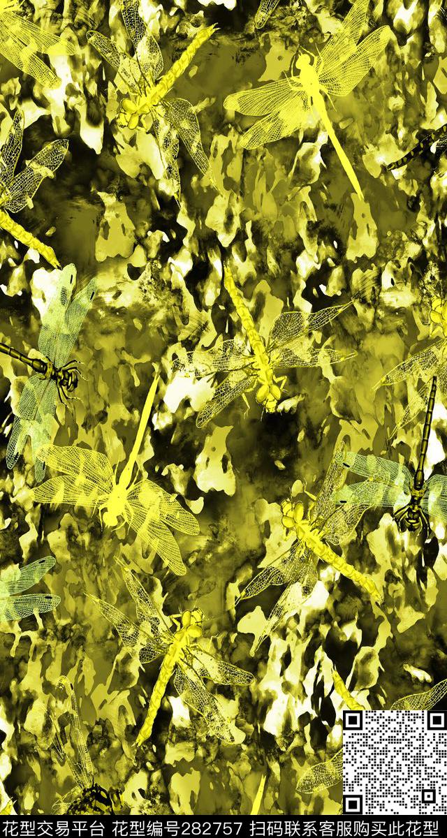 迷彩昆虫剪影数码印花华亿平台下载（图片编号: 282757） - 瓦栏（Walan）