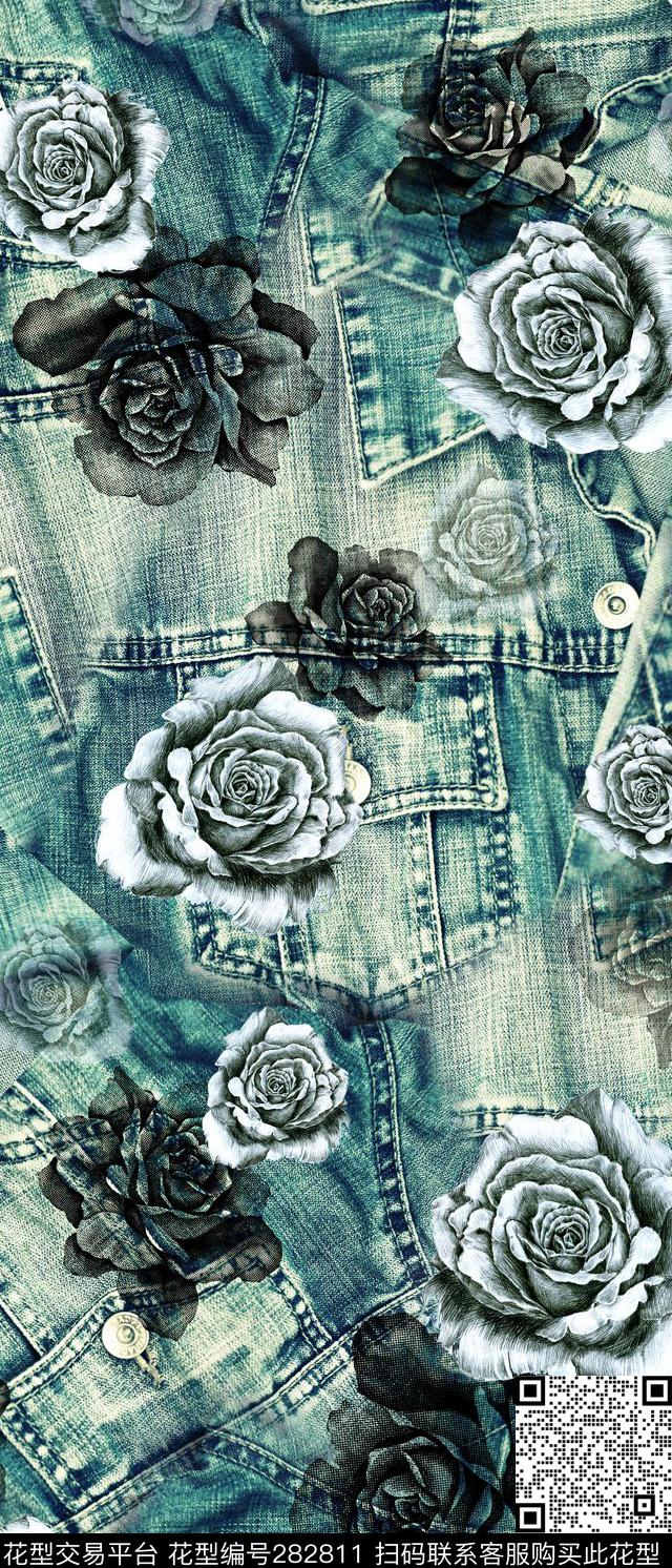 花卉玫瑰牛数码印花华亿平台下载（图片编号: 282811） - 瓦栏（Walan）