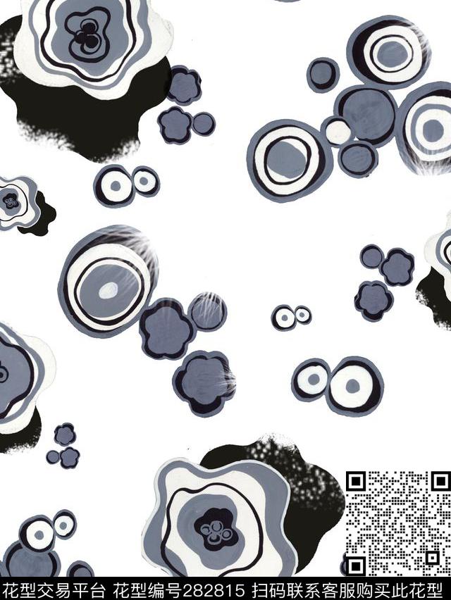 几何抽象花卉传统印花华亿平台下载（图片编号: 282815） - 瓦栏（Walan）