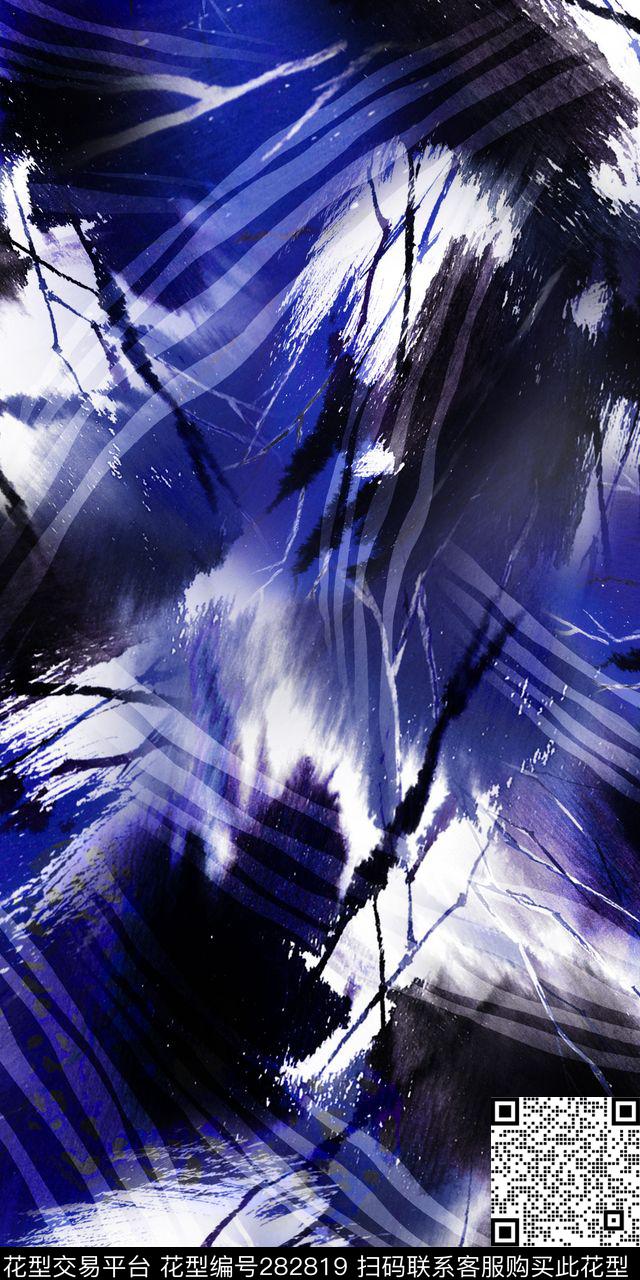 抽象泼墨质感笔触数码印花华亿平台下载（图片编号: 282819） - 瓦栏（Walan）