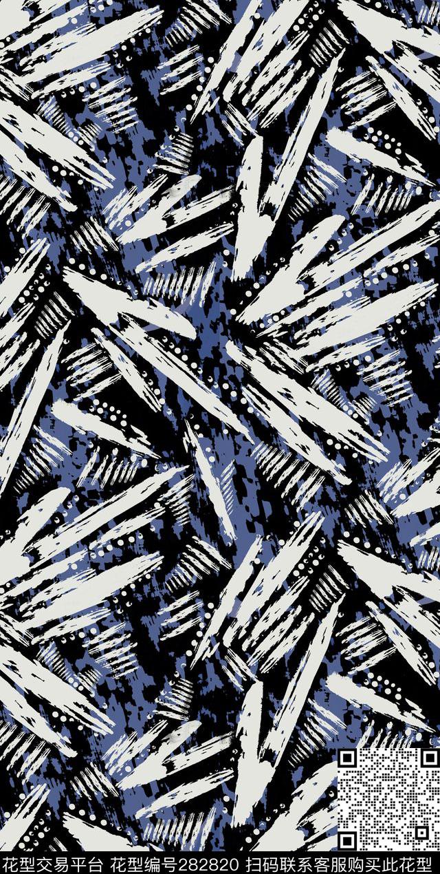 抽象涂鸦质感笔触传统印花华亿平台下载（图片编号: 282820） - 瓦栏（Walan）