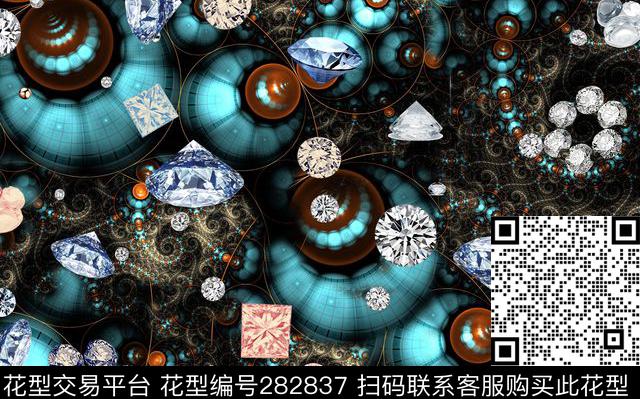 珠宝花卉几何数码印花华亿平台下载（图片编号: 282837） - 瓦栏（Walan）