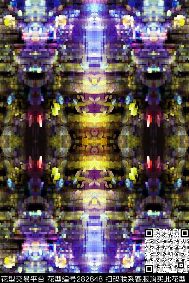 抽象立体对称数码印花华亿平台下载（图片编号: 282848） - 瓦栏（Walan）