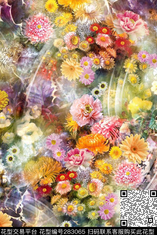 光感立体花卉数码印花华亿平台下载（图片编号: 283065） - 瓦栏（Walan）