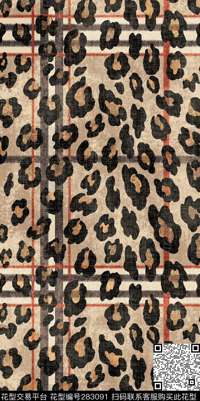豹纹格子简洁传统印花华亿平台下载（图片编号: 283091） - 瓦栏（Walan）