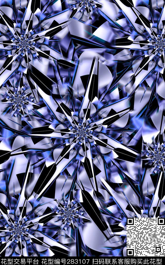 宝石几何立体数码印花华亿平台下载（图片编号: 283107） - 瓦栏（Walan）
