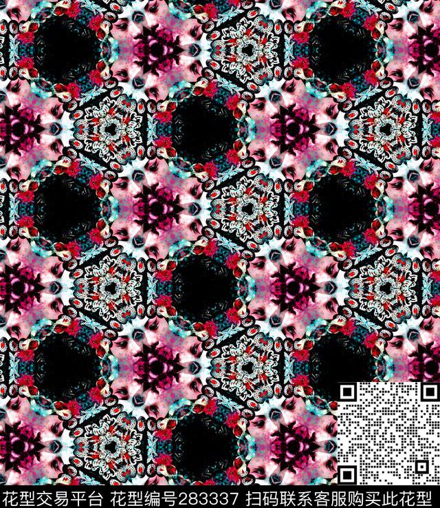 几何中国风京韵数码印花华亿平台下载（图片编号: 283337） - 瓦栏（Walan）