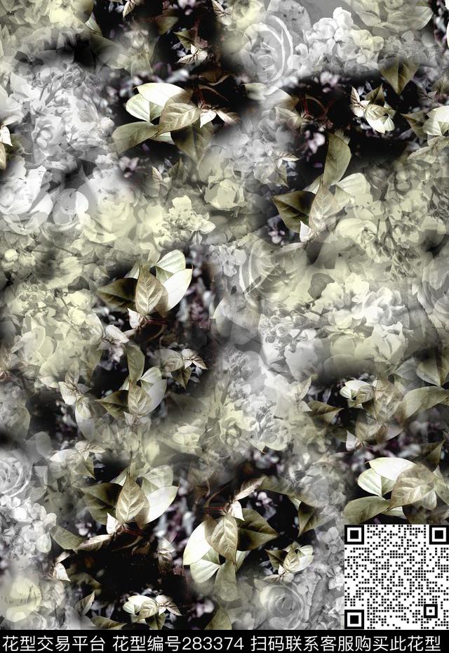 花卉光感抽象数码印花华亿平台下载（图片编号: 283374） - 瓦栏（Walan）