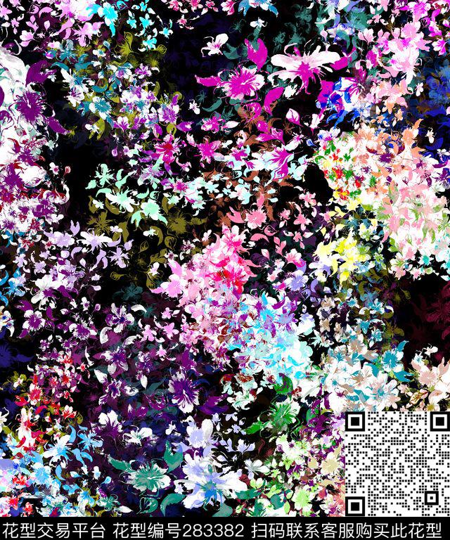 花卉抽象渐变数码印花华亿平台下载（图片编号: 283382） - 瓦栏（Walan）