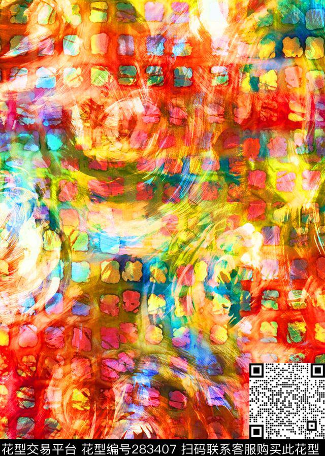 花卉组合数码印花华亿平台下载（图片编号: 283407） - 瓦栏（Walan）