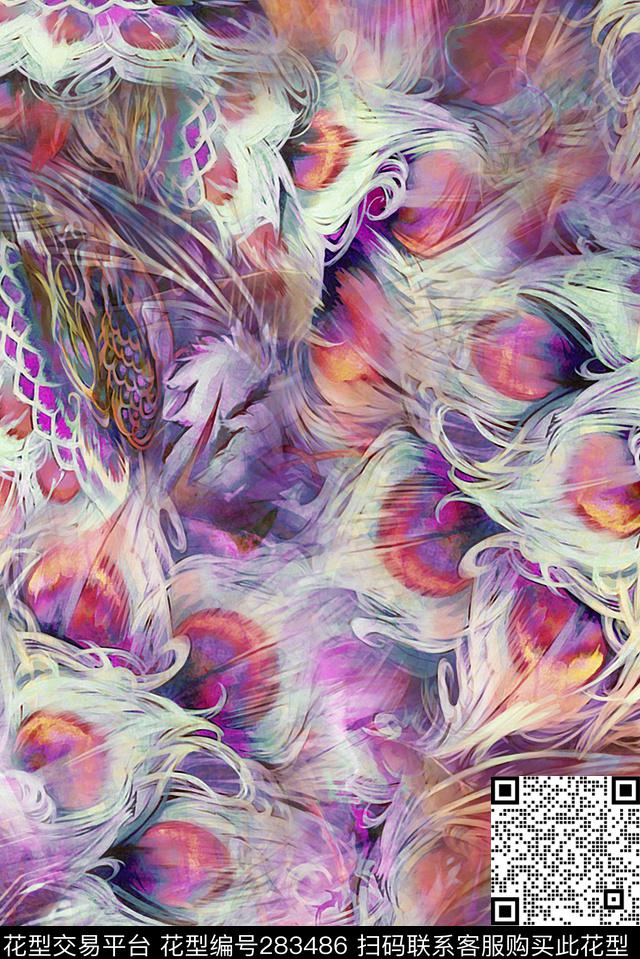 抽象水彩渐变数码印花华亿平台下载（图片编号: 283486） - 瓦栏（Walan）