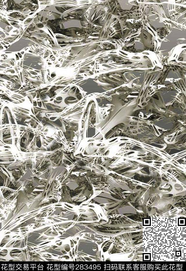 抽象线条凌乱数码印花华亿平台下载（图片编号: 283495） - 瓦栏（Walan）