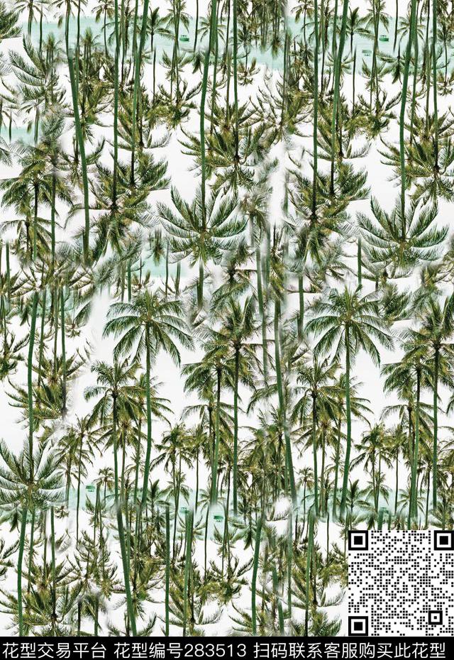 椰子树热带清新数码印花华亿平台下载（图片编号: 283513） - 瓦栏（Walan）
