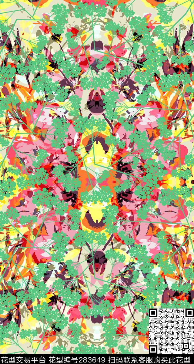 花卉淡雅彩色数码印花华亿平台下载（图片编号: 283649） - 瓦栏（Walan）