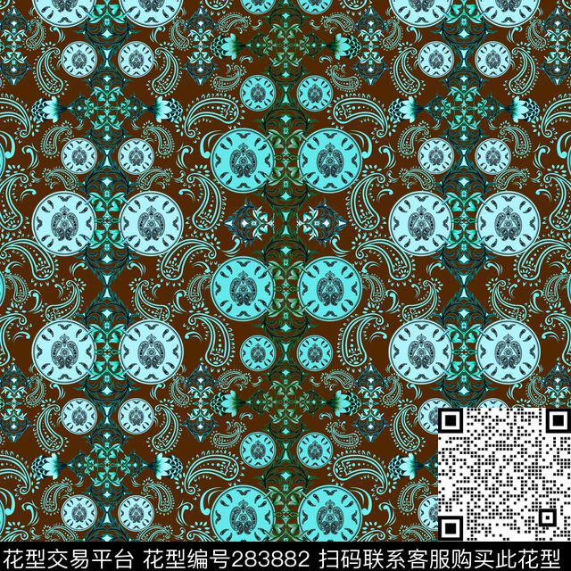 佩斯利涡旋纹古典华丽数码印花华亿平台下载（图片编号: 283882） - 瓦栏（Walan）